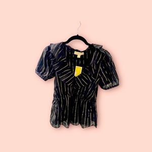 Michael Kors blouse  black with pink strips | size Xs